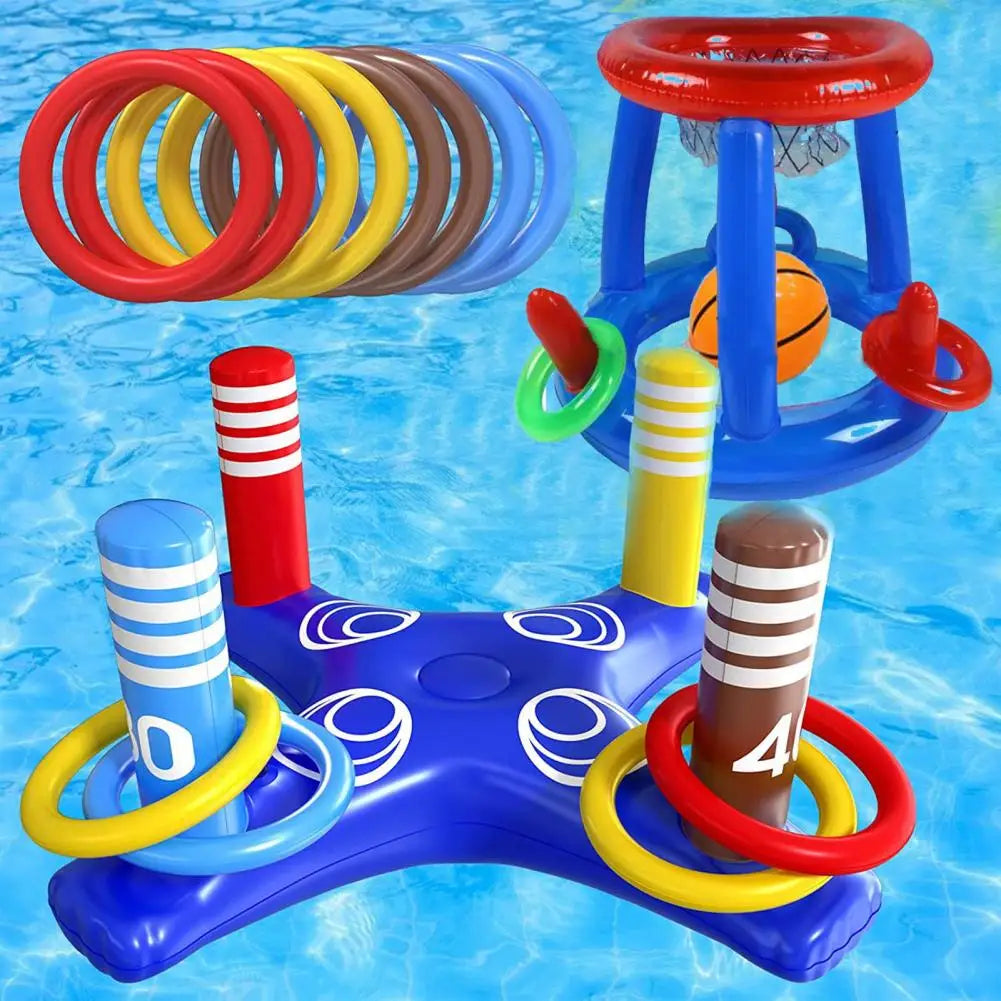 Floating Basketball Hoop Inflatable Water Toys Pool Floats Toy Inflatable Cross Ring Toss Pool Toys Kids Adults Swim Water Game