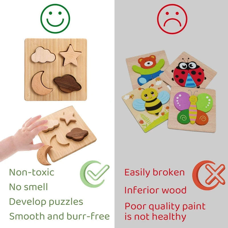 1Pc Nordic Style Wooden Puzzles Toys Beech Wood Planet Building Blocks Preschool Learning Montessori Toys Kids Wooden Jigsaw