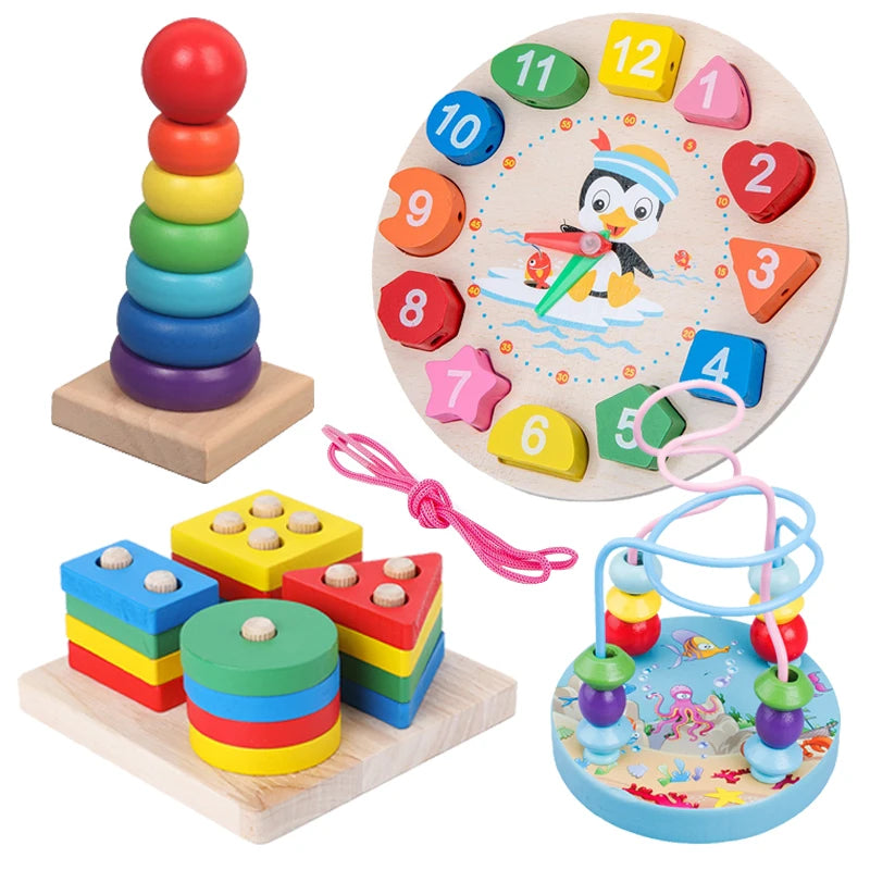 Montessori Baby Toys Kids 3D Wooden Puzzles Early Learning Baby Games Toys Educational Wooden Toys for Children Birthday Gifts