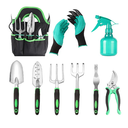 Heavy Duty Gardening Tools Set with Non-Slip Rubber Grip,Outdoor Graden Tools for Woman and Men with Storage Tote Bag