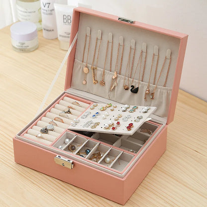 Large Capacity Lockable High-Grade Exquisite Household Necklace Earring Jewelry Storage Box