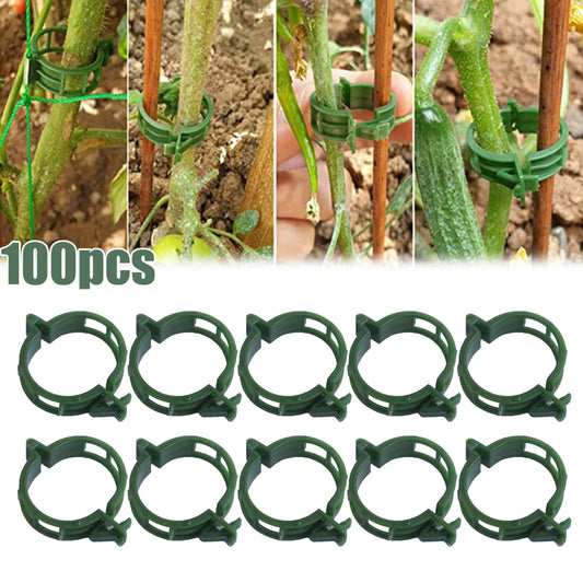 100 PCS Plant Support Clips Plastic Ties Trellis Stake Clips Garden Veggie Tomato Greenhouse Holder for Garden Tools Accessories