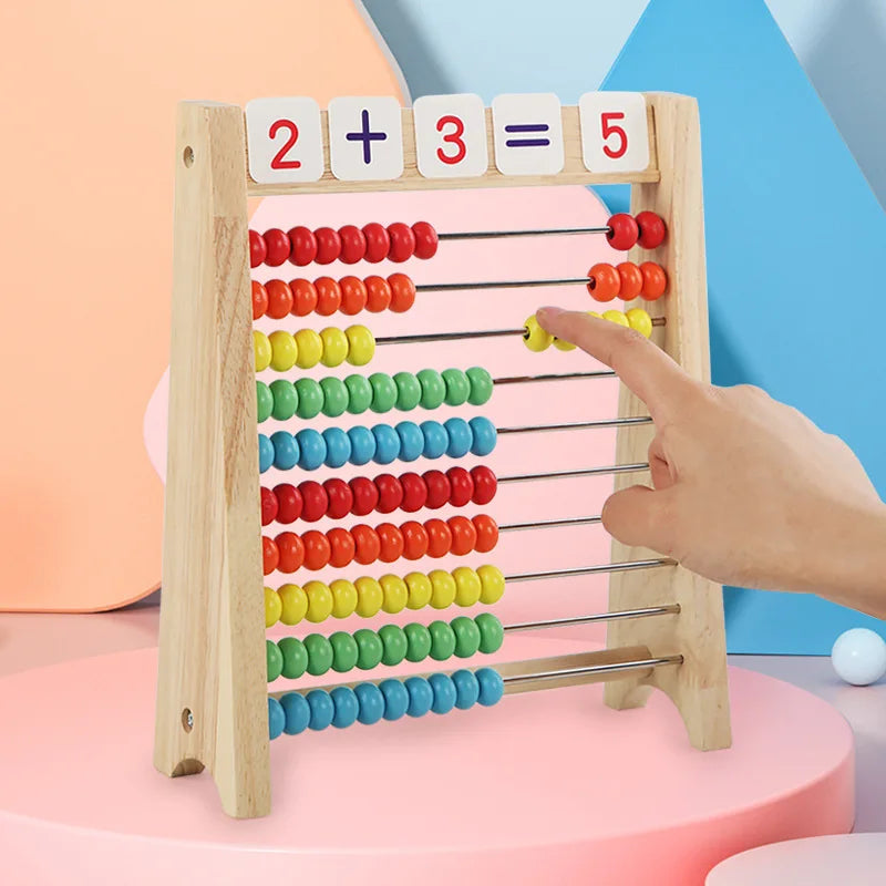 Classic Wooden Educational Counting Toy 100 Beads Preschool Math Learning Toys Montessori Number Arithmetic Abacus Toddler Gift