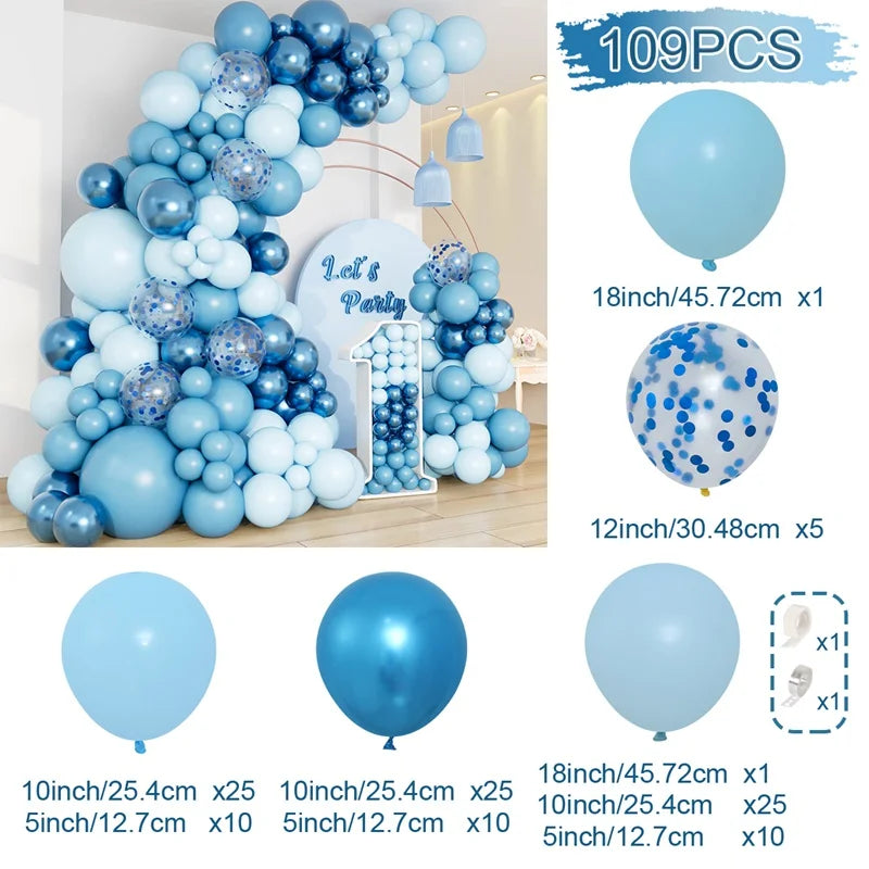 Blue White Balloon Garland Arch Kit 1St Birthday Party Decoration Kids Boy Baby Shower Globos Wedding Birthday Party Baloons