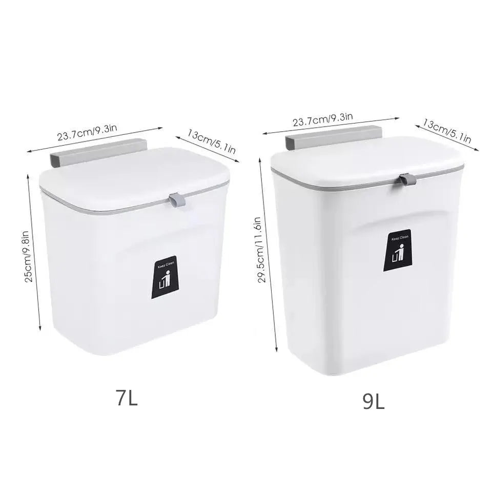 9L Trash Can for Kitchen Wall Mounted with Lid Bucket Garbage Recycle Rubbish Bin for Kitchen Dustbin Bathroom Waste Bin Kitchen