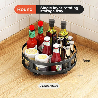 Rotatable Kitchen Storage Rack Kitchen Accessories Spice Storage Rack Clean Storage 360 Degrees Rotatable Organizer Turntable