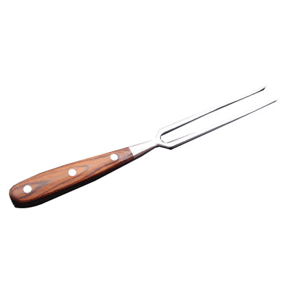 Portable Outdoor Stainless Steel Barbecue Tool Wooden Handle Barbecue Fork Food Fork Meat Fork New