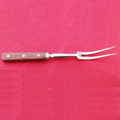 Portable Outdoor Stainless Steel Barbecue Tool Wooden Handle Barbecue Fork Food Fork Meat Fork New