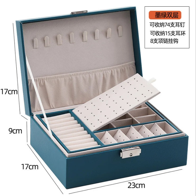 Large Capacity Lockable High-Grade Exquisite Household Necklace Earring Jewelry Storage Box