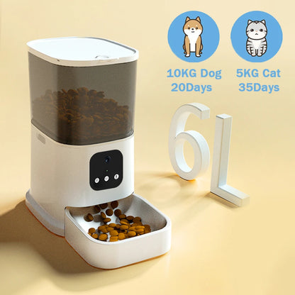 Smart Pet Feeder with Camera, Voice Recorder, and 6L Capacity