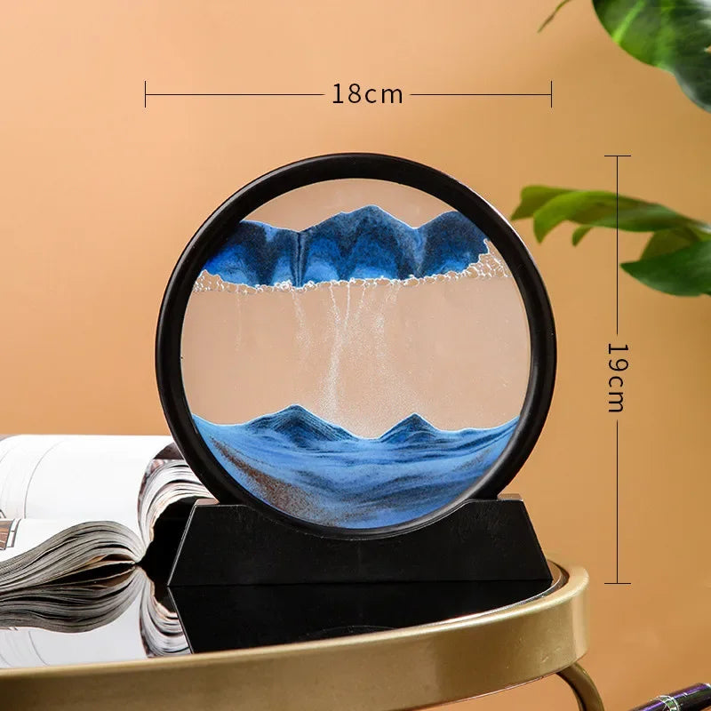 Creative 3D Moving Sand Art Oranment Liquid Hourglass Flowing Sand Sandscape Quicksand Home Decor Gift Decorative Figurines