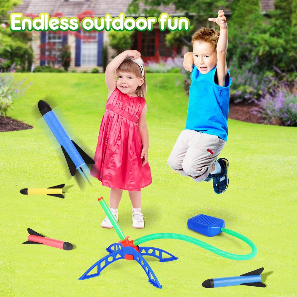 Kid Air Rocket Foot Pump Launcher Outdoor Air Pressed Stomp Soaring Rocket Toys Child Play Set Jump Sport Games Toys for Childre