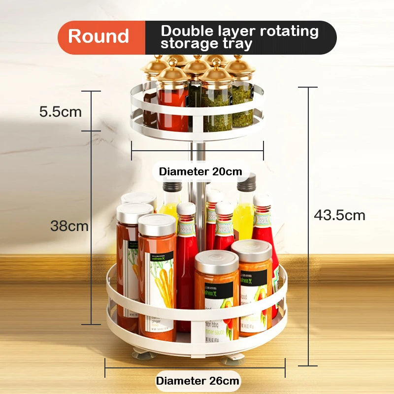 Rotatable Kitchen Storage Rack Kitchen Accessories Spice Storage Rack Clean Storage 360 Degrees Rotatable Organizer Turntable