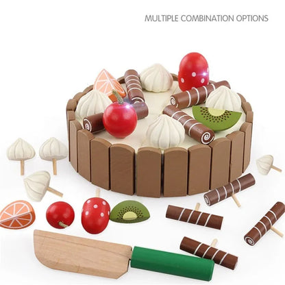 Wooden Children Kitchen Toys Pretend Toys Cutting Cake Play Food Kids Toys Wooden Fruit Cooking Toys for Baby Birthday Interests