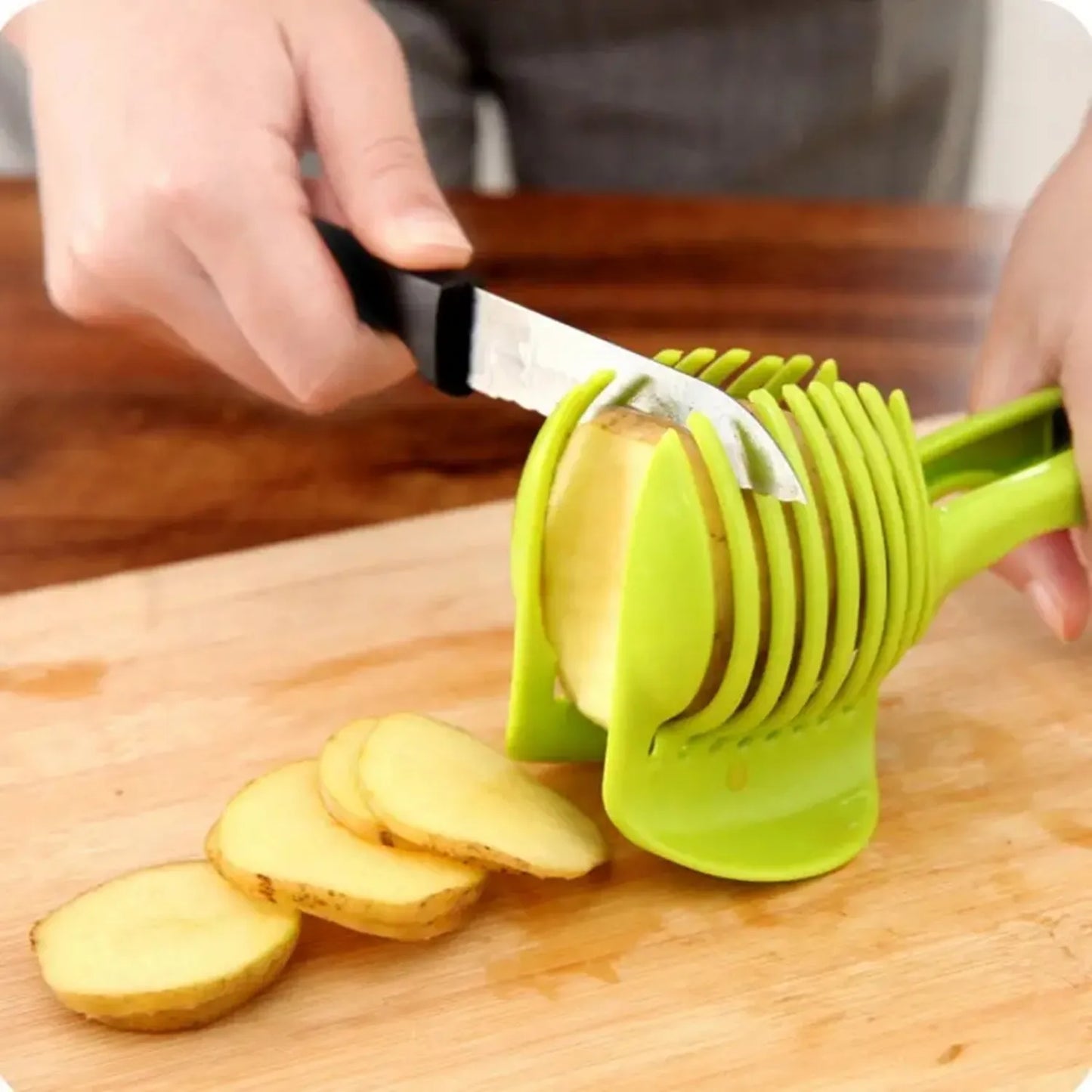 1Pcs Plastic Kitchen Handheld Potato Slicer Tomato Cutter Tool Lemon Cutting Cooking Kitchen Accessories