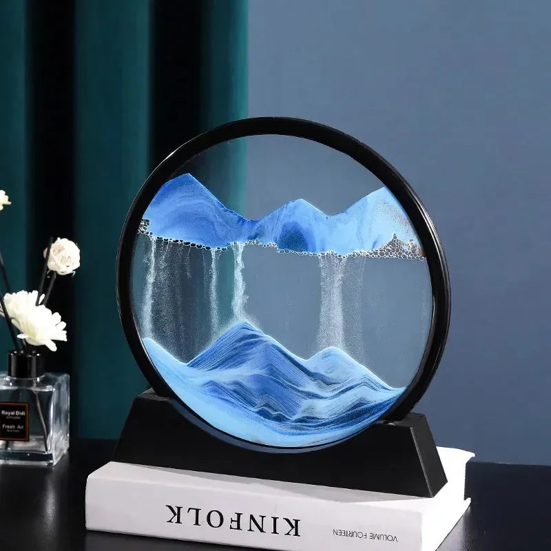 Creative 3D Moving Sand Art Oranment Liquid Hourglass Flowing Sand Sandscape Quicksand Home Decor Gift Decorative Figurines