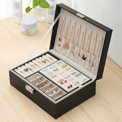 Large Capacity Lockable High-Grade Exquisite Household Necklace Earring Jewelry Storage Box