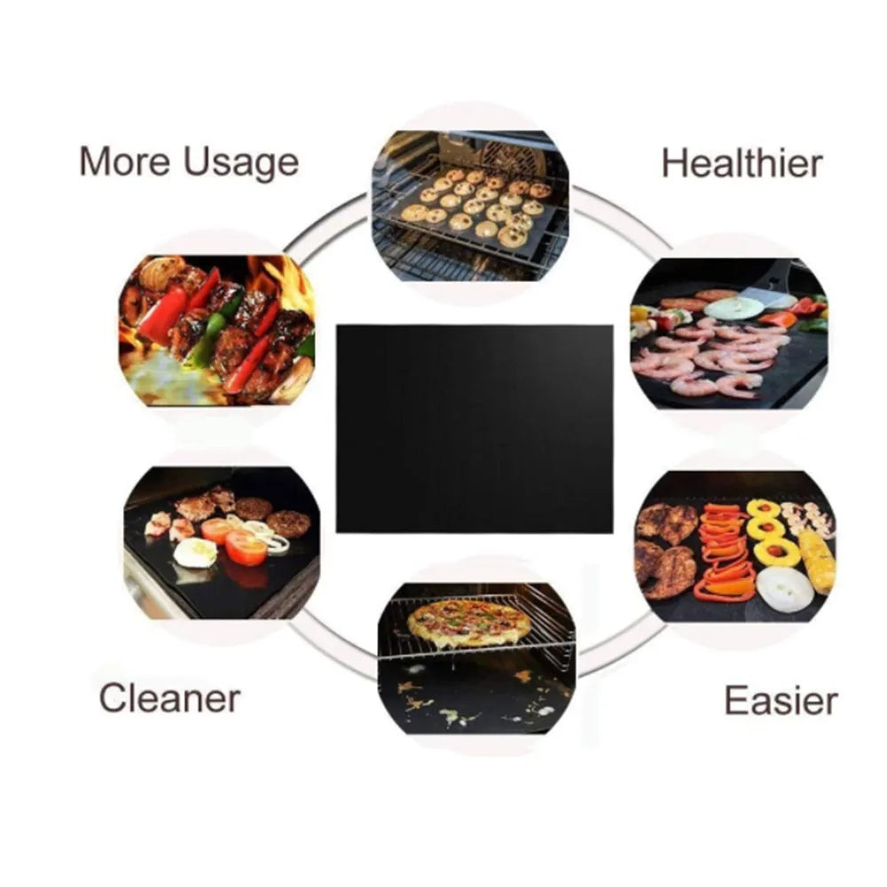 Barbecue Non-Stick Pot Mat Bake Mat Barbecue Cooking Grill Mat Reusable Outdoor Barke Non-Stick Pad Barbecue Accessory BBQ Tool