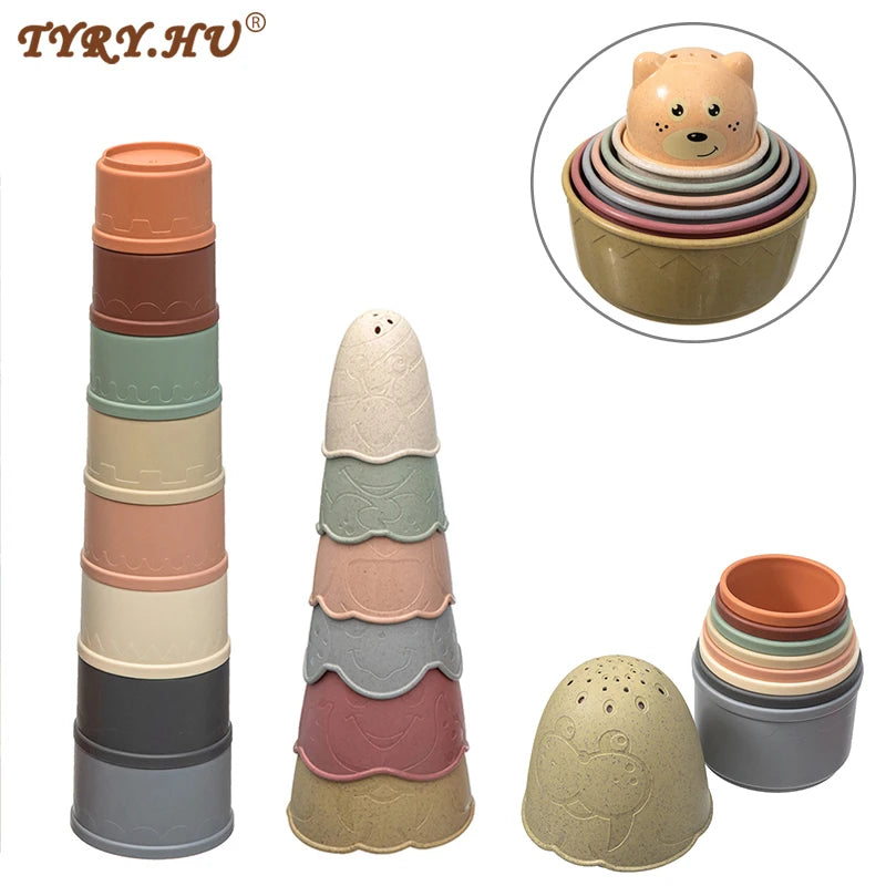 TYRY.HU Baby Stacking Cup Toys Baby Early Educational Toys Stacking Tower Montessori Toys Baby Bath Toys Children Gift