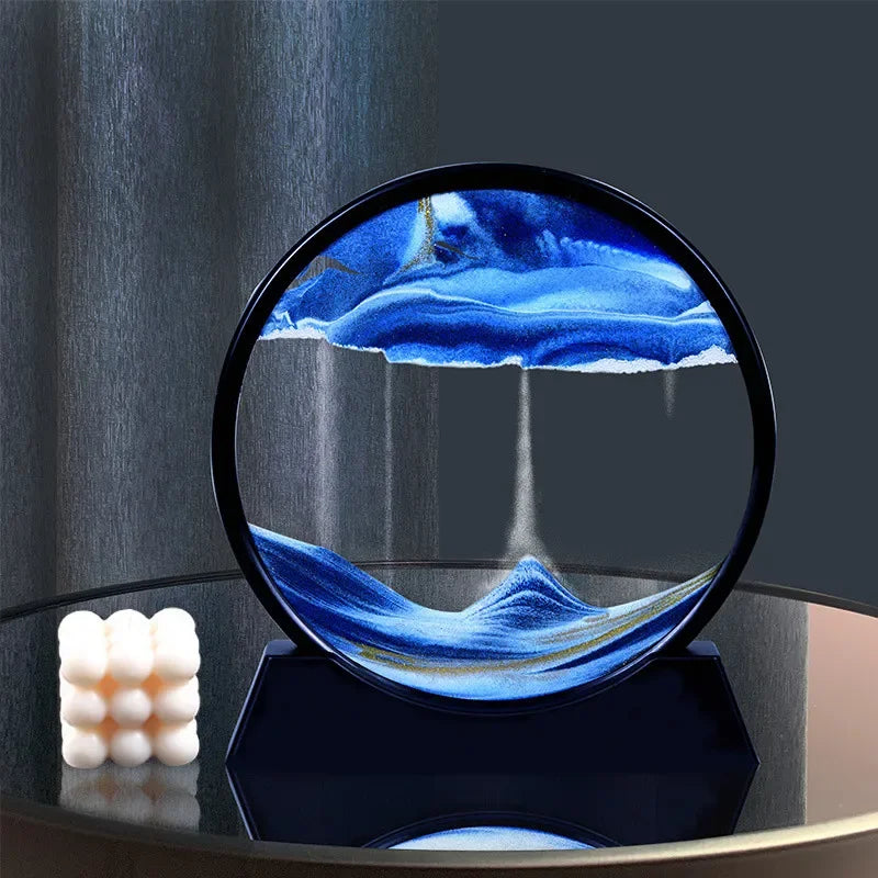 Creative 3D Moving Sand Art Oranment Liquid Hourglass Flowing Sand Sandscape Quicksand Home Decor Gift Decorative Figurines