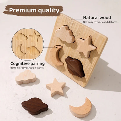 1Pc Nordic Style Wooden Puzzles Toys Beech Wood Planet Building Blocks Preschool Learning Montessori Toys Kids Wooden Jigsaw