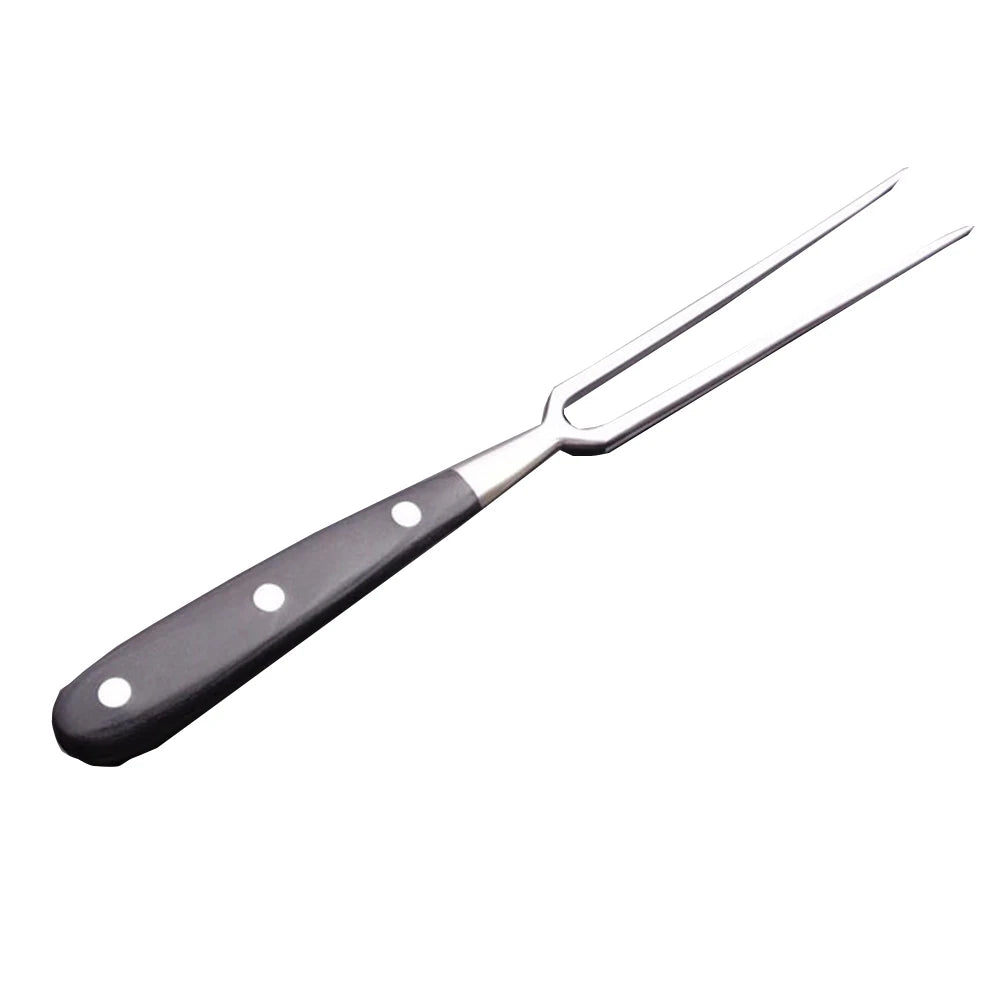 Portable Outdoor Stainless Steel Barbecue Tool Wooden Handle Barbecue Fork Food Fork Meat Fork New