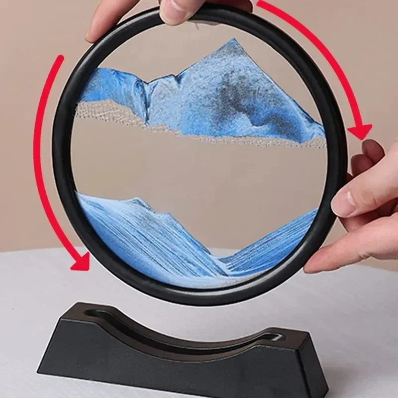 Creative 3D Moving Sand Art Oranment Liquid Hourglass Flowing Sand Sandscape Quicksand Home Decor Gift Decorative Figurines