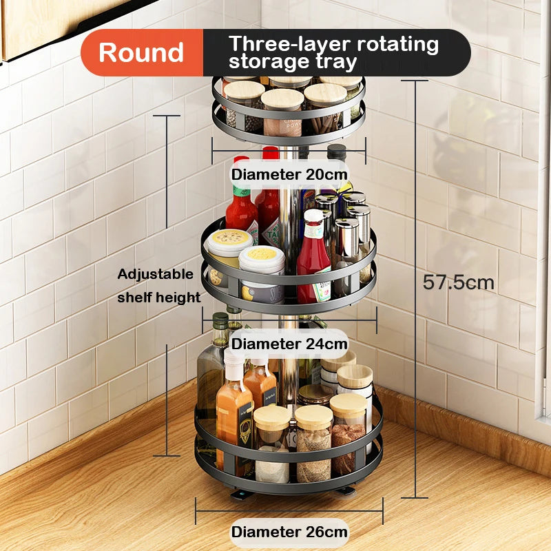 Rotatable Kitchen Storage Rack Kitchen Accessories Spice Storage Rack Clean Storage 360 Degrees Rotatable Organizer Turntable