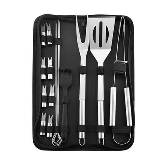 Stainless Steel Oven Set Barbecue Combination Tool Outdoor BBQ Barbecue Set Barbecue Set Storage Portable Cloth Bag Baking Tool