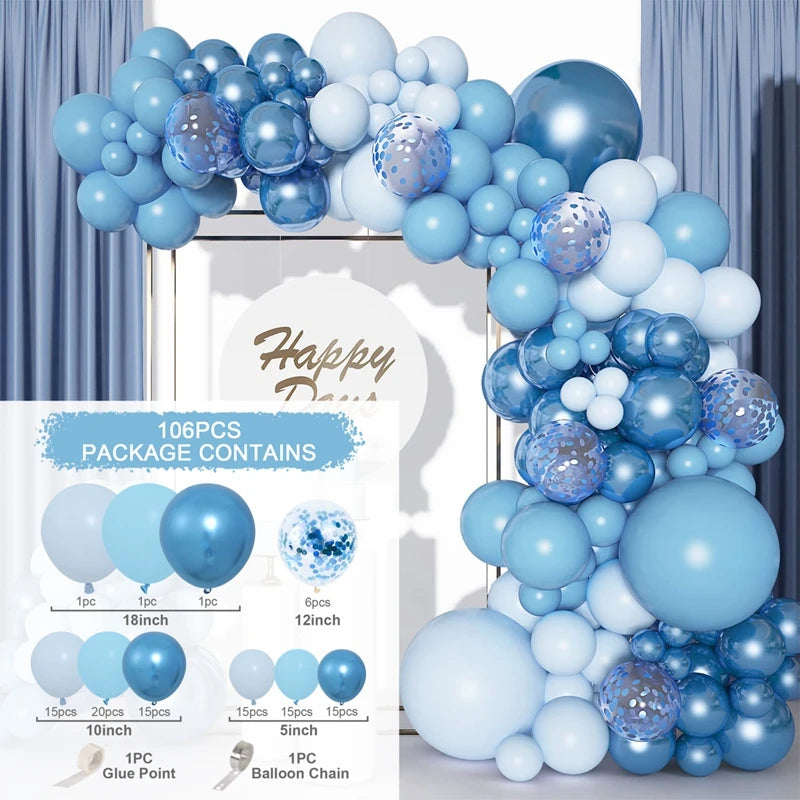 Blue White Balloon Garland Arch Kit 1St Birthday Party Decoration Kids Boy Baby Shower Globos Wedding Birthday Party Baloons