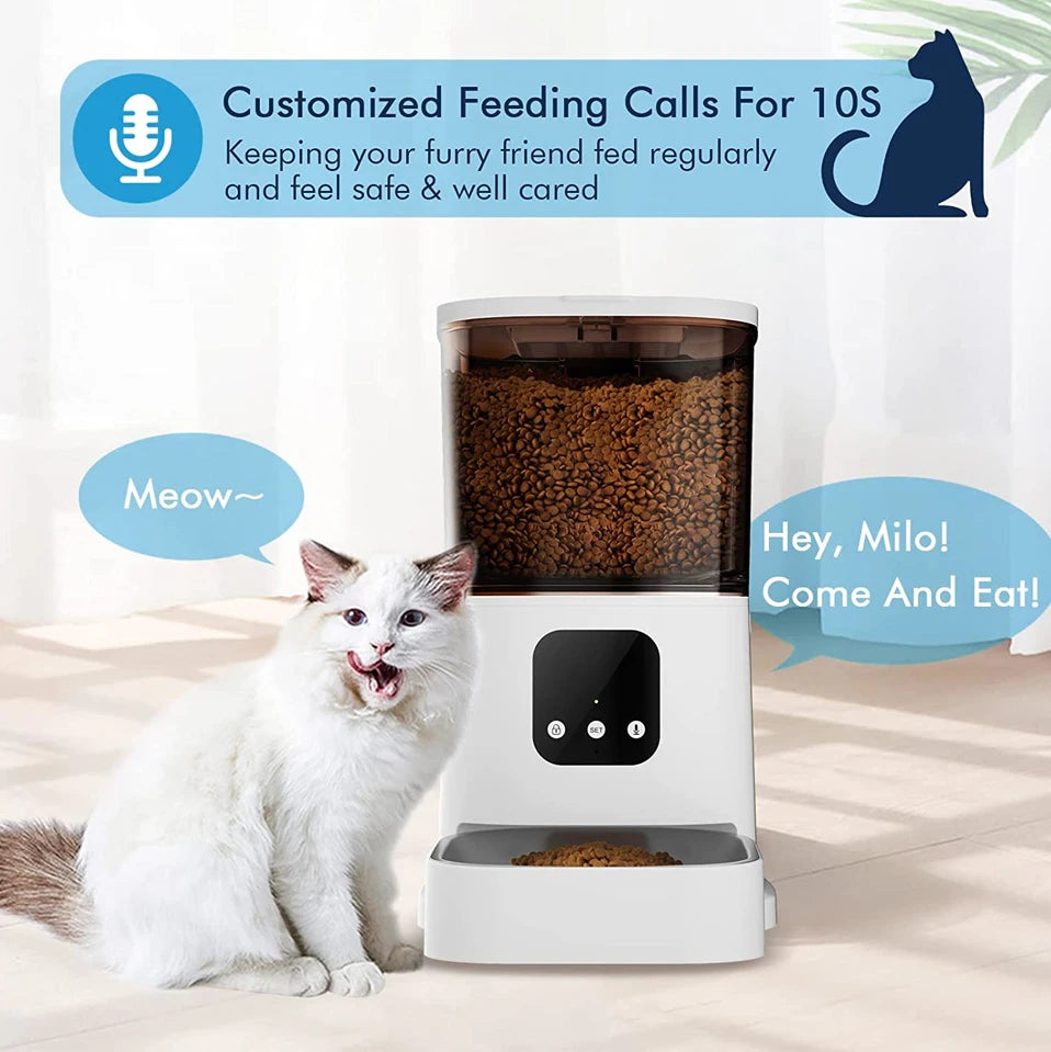 Smart Pet Feeder with Camera, Voice Recorder, and 6L Capacity