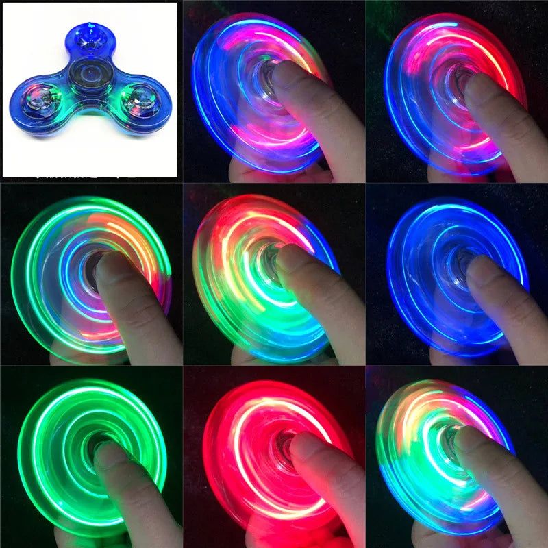 Luminous LED Light Fidget Spinner Hand Top Spinners Glow in Dark Light EDC Figet Spiner Finger Stress Relief Toys