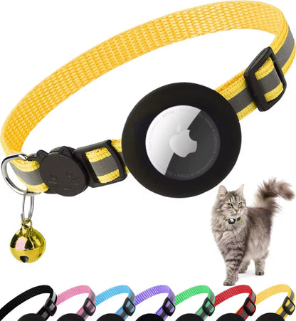 Reflective Breakaway Cat Collar with Apple AirTag Holder and Bell - 0.4 Inches