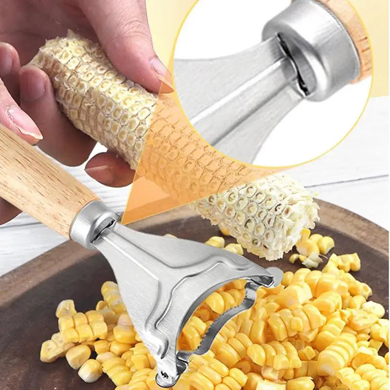 Kitchen Corn Remover Tool Stainless Steel Corn Kernel Peelers with Handles Cob Corn Stripper Kernels Cutter for Home Restaurant