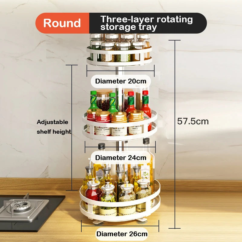 Rotatable Kitchen Storage Rack Kitchen Accessories Spice Storage Rack Clean Storage 360 Degrees Rotatable Organizer Turntable