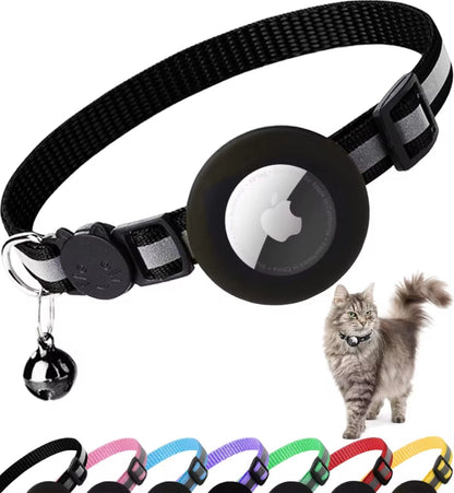 Reflective Breakaway Cat Collar with Apple AirTag Holder and Bell - 0.4 Inches