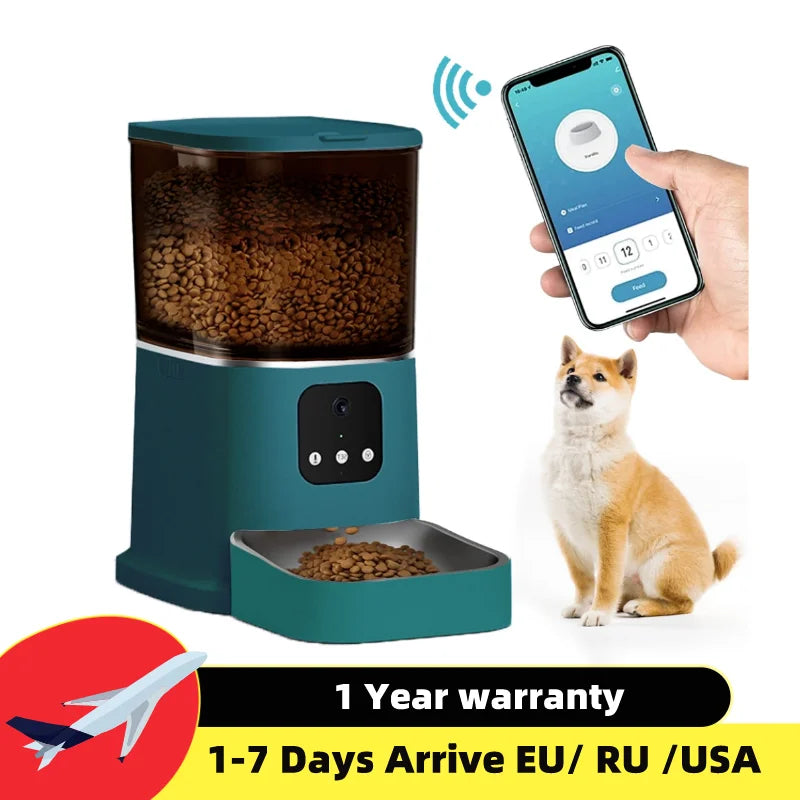 Smart Pet Feeder with Camera, Voice Recorder, and 6L Capacity