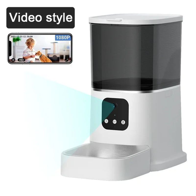 Smart Pet Feeder with Camera, Voice Recorder, and 6L Capacity