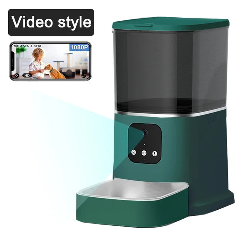 Smart Pet Feeder with Camera, Voice Recorder, and 6L Capacity