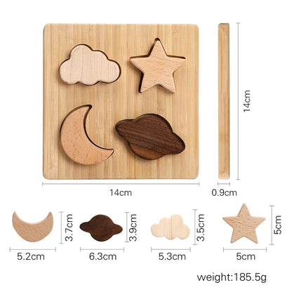 1Pc Nordic Style Wooden Puzzles Toys Beech Wood Planet Building Blocks Preschool Learning Montessori Toys Kids Wooden Jigsaw