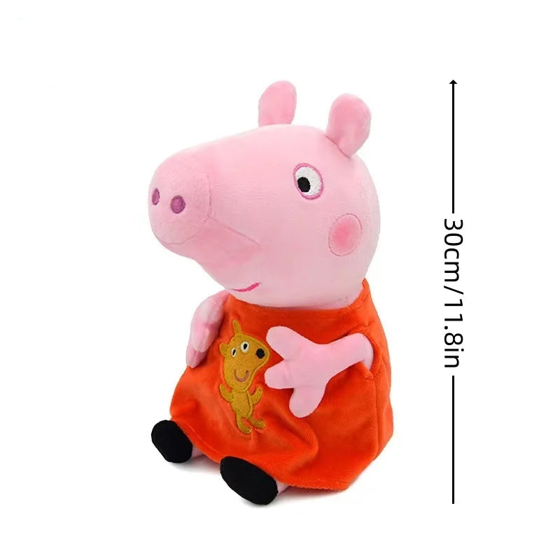 30Cm/11.8In Peppa Pig George Dad Mom Cartoon Plush Stuffed Doll Gift Toy Pig Home Room Decoration Holiday Birthday Kids Toy Gift