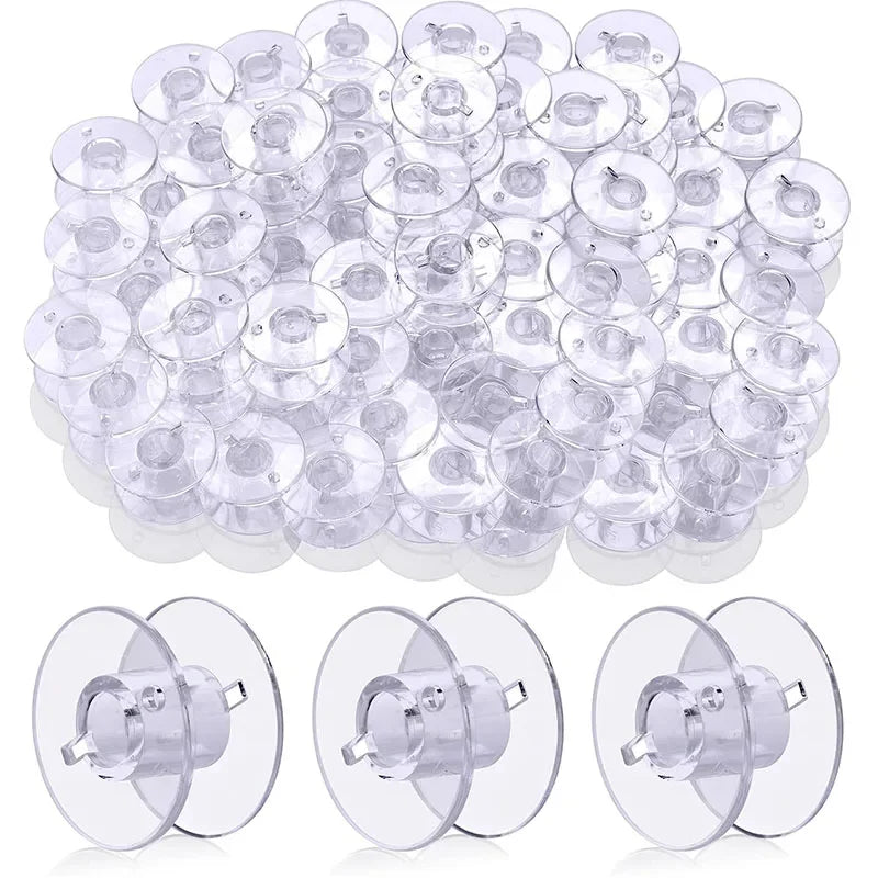 25Pcs Clear Sewing Machine Bobbins Spools Empty Bobbins Spools Plastic Storage Box for Household DIY Sewing Accessories Tools