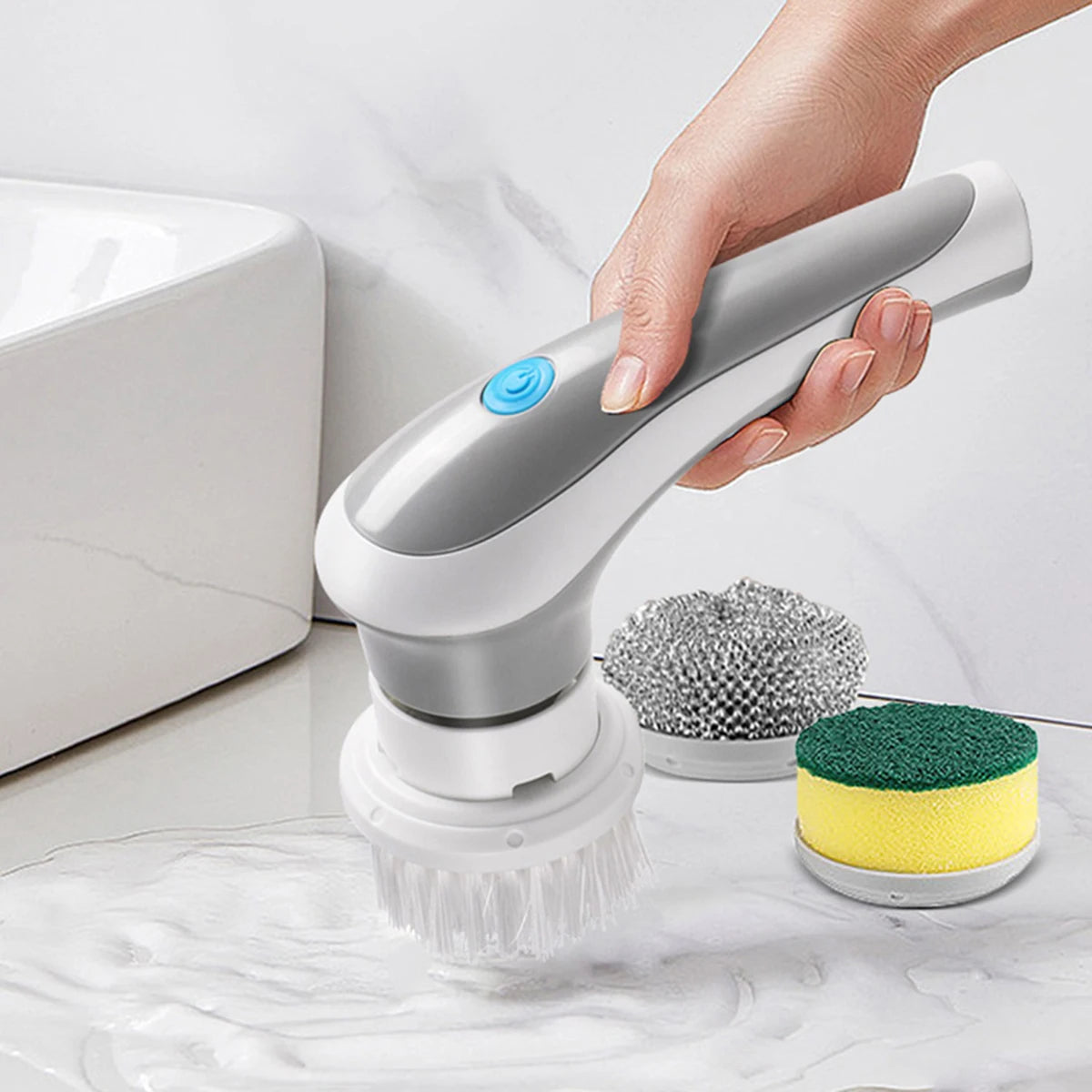 Small Rechargeable Spin Scrubber Kitchen Sink Dish 3 in 1 Multifunctional Handheld Electric Cleaning Brush