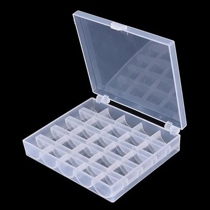 25Pcs Clear Sewing Machine Bobbins Spools Empty Bobbins Spools Plastic Storage Box for Household DIY Sewing Accessories Tools