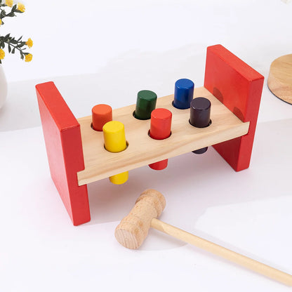 Montessori Wooden Hammering Toy - Develop Fine Motor Skills & Educational Fun for Toddlers