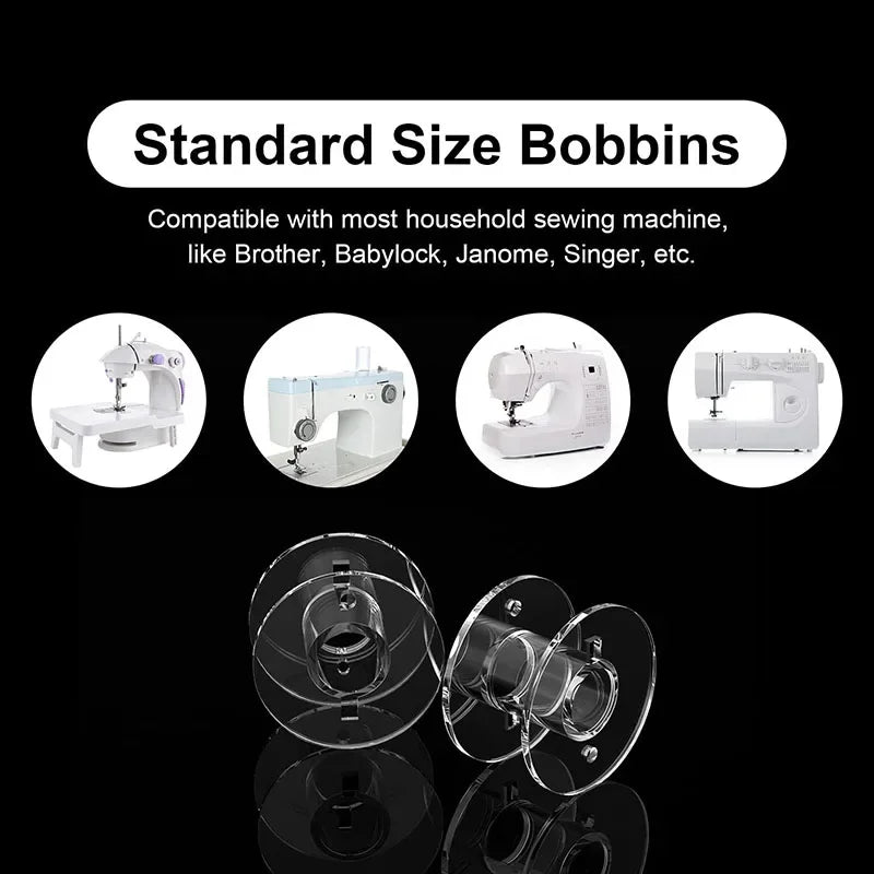 25Pcs Clear Sewing Machine Bobbins Spools Empty Bobbins Spools Plastic Storage Box for Household DIY Sewing Accessories Tools