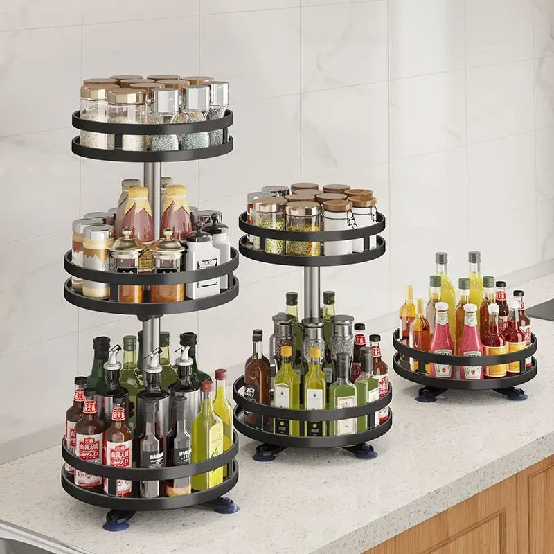 Rotatable Kitchen Storage Rack Kitchen Accessories Spice Storage Rack Clean Storage 360 Degrees Rotatable Organizer Turntable