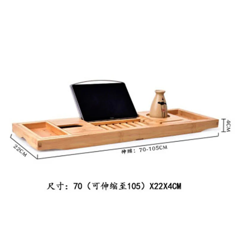 Home Bathtub Shelf Bamboo Bath Caddy Extendable Bamboo Bath Tray