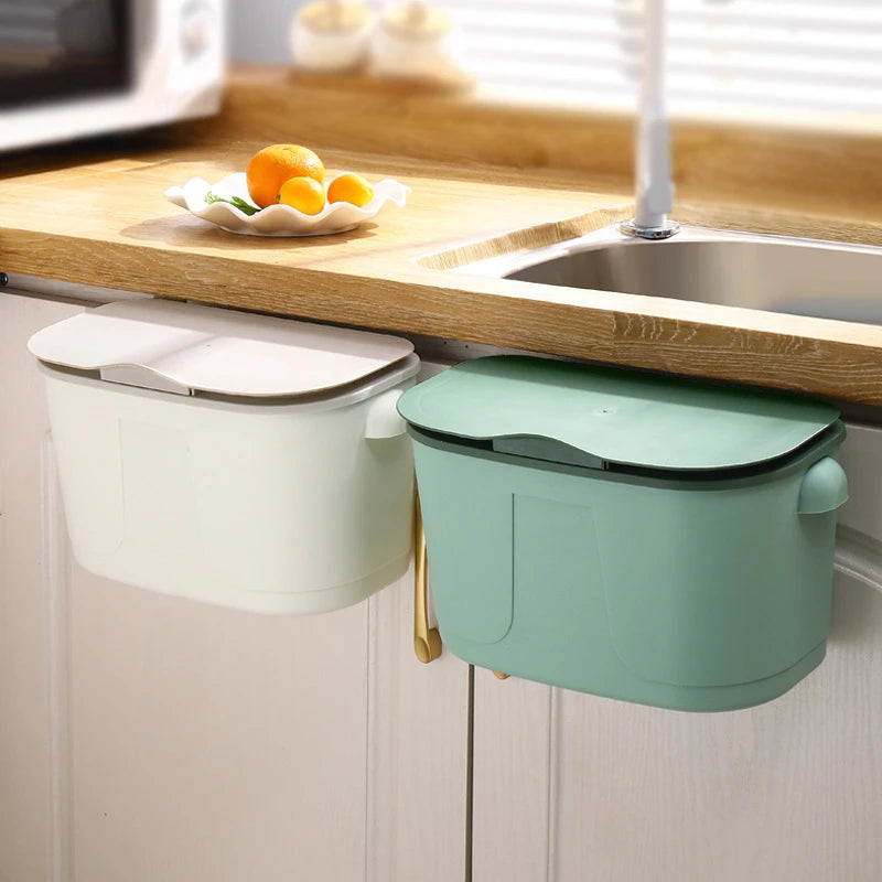 Hanging Trash Can for Kitchen Large Capacity Kitchen Recycling Garbage Basket Bathroom Wall Mounted Trash Bin with Lid