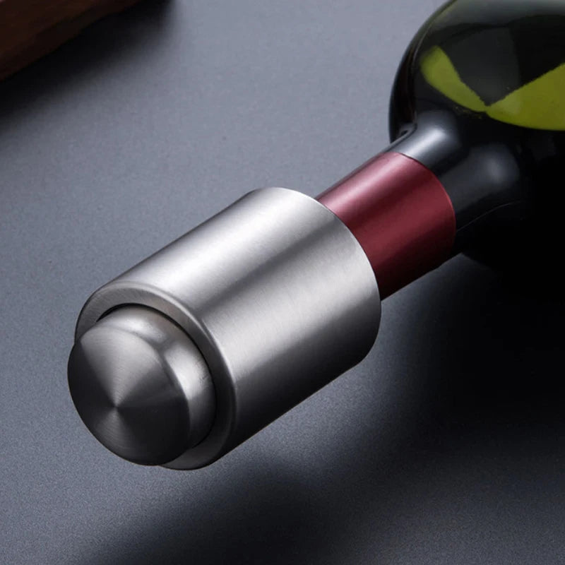 1Pc Stainless Steel Wine Bottle Stopper Vacuum Red Wine Bottle Cap Sealer Fresh Keeper Bar Tool Bottle Cover Kitchen Accessories